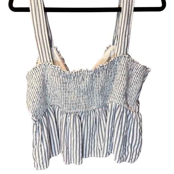 American Eagle Tie-Front‎ Babydoll Sleeveless Striped Blue Blouse Womens XL - Picture 13 of 13